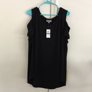 NWT JM Collection Black cold shoulder top